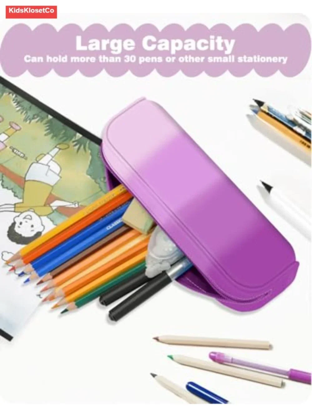 Silicone Pencil Case with Wristlet, Big Capacity Zipper Pen Bag for Students,